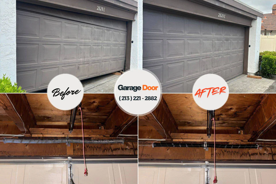 Before and after: garage door repair Grandview, MO